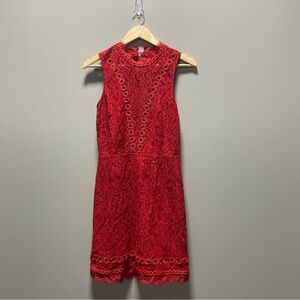 Saylor x Free People Red Lace Open Back Mini Dress
